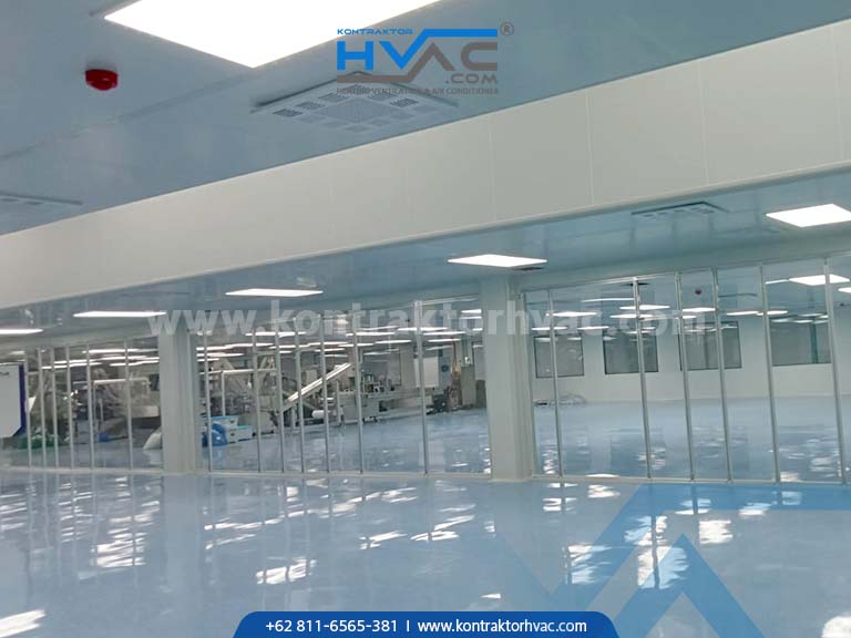 Ruang produksi cleanroom yang sudah selesai dengan deretan mesin
