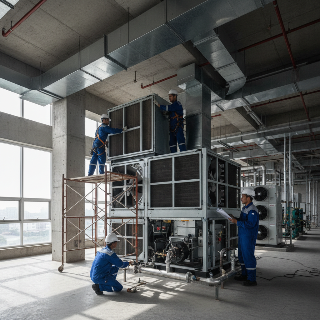 Pemasangan Air Handling Unit (AHU) untuk gedung bertingkat