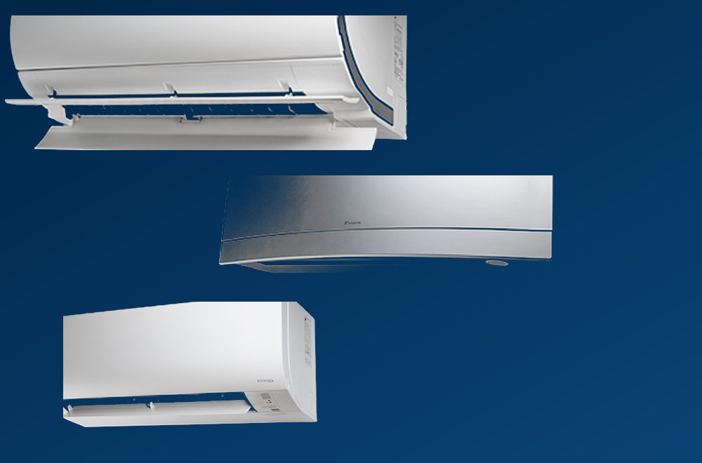 Tiga unit indoor AC Daikin single split dari seri yang berbeda