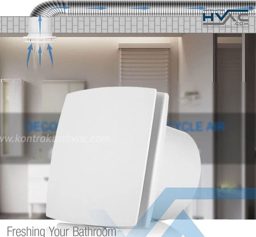 Unit axial exhaust fan berpanel putih untuk kamar mandi