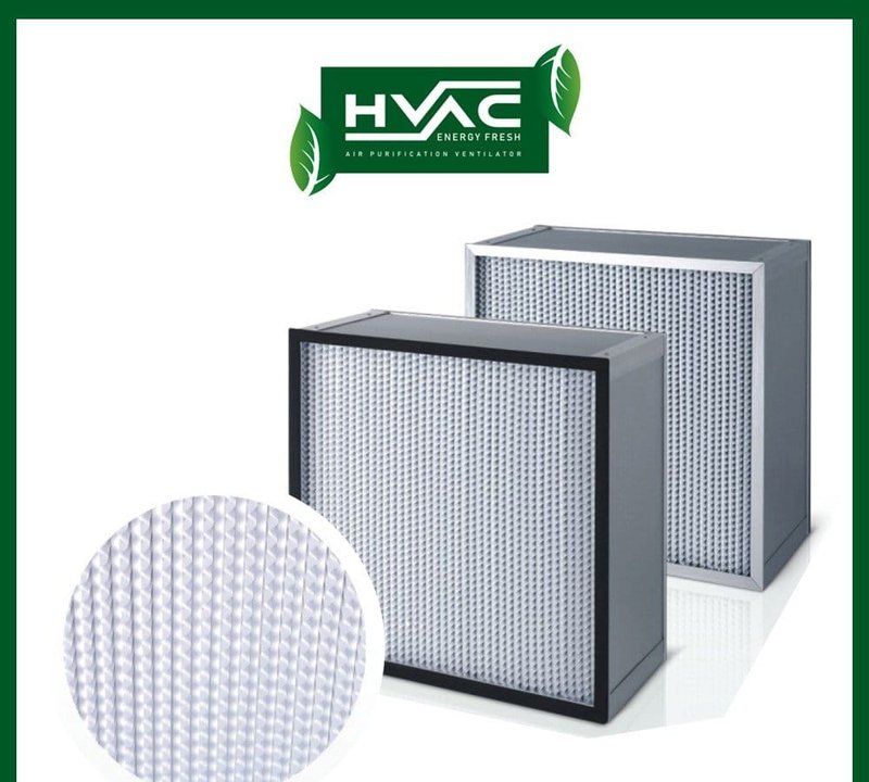 HEPA filter tipe deep pleat dengan media lipatan rapat