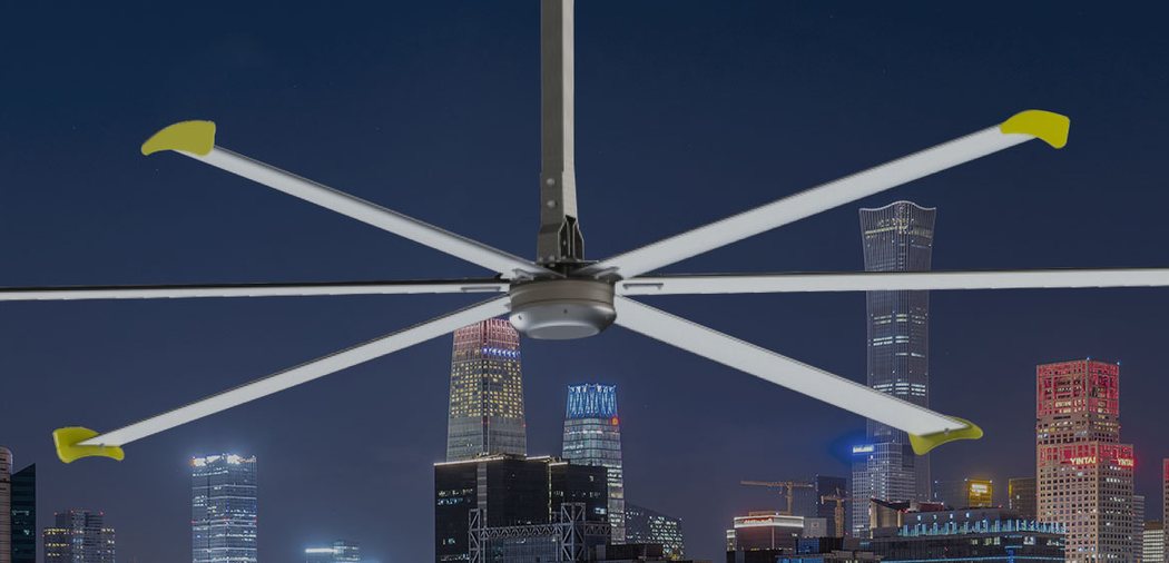 Kipas HVLS berbilah enam dengan rentang diameter besar