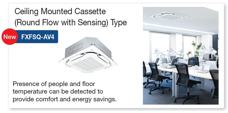 Kartu produk Daikin Ceiling Mounted Cassette tipe Round Flow with Sensing